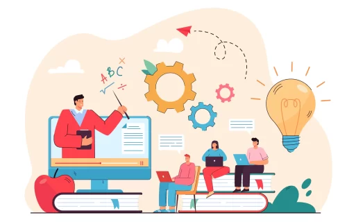 Students watching webinar on computer